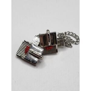 Vintage Berry Scoop Scarf Clip Sweater Guard Chain Red Bead Motif